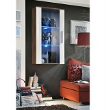 Vitrine murale à led - acacia et blanc