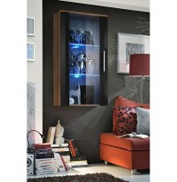 Vitrine murale à led - acacia et noir