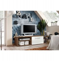 Banc tv - acacia et blanc