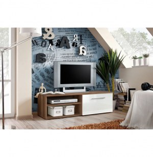 Banc tv - acacia et blanc