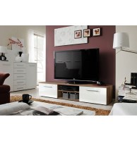 Banc tv - acacia et blanc