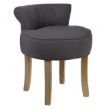 Tabouret avec mini dossier - lin et coton - gris anthracite - pouf mat