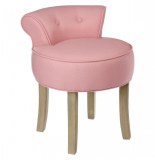 Tabouret avec mini dossier - lin et coton - rose poudré- pouf matelas