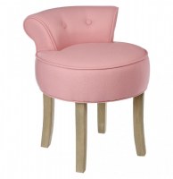 Tabouret avec mini dossier - lin et coton - rose poudré- pouf matelas