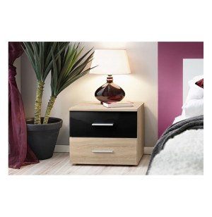 Table de nuit - noir et chêne