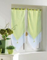 Paire Voilage Bicolore BLANC / AMANDE 60 X 160 cm