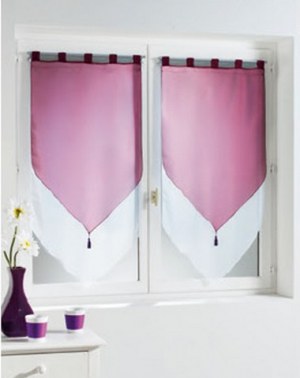 Paire Voilage Bicolore BLANC / AUBERGINE 60 X 120 cm