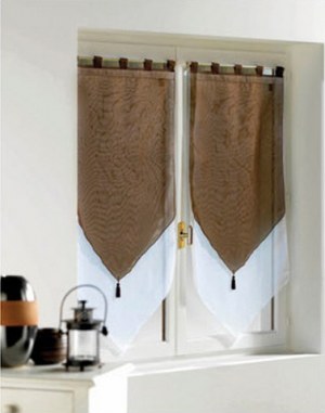Paire Voilage Bicolore BLANC / CACAO 60 X 120 cm