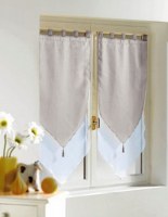 Paire Voilage Bicolore BLANC / GRIS 60 X 160 cm