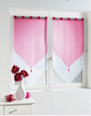 Paire Voilage Bicolore BLANC / MAGENTA 60 X 120 cm