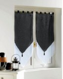 Paire Voilage Bicolore BLANC / NOIR 60 X 90 cm