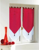 Paire Voilage Bicolore BLANC / ROUGE 60 X 160 cm