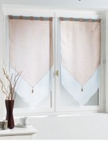 Paire Voilage Bicolore BLANC / TAUPE 60 X 120 cm