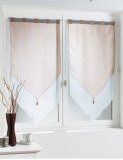 Paire Voilage Bicolore BLANC / TAUPE 60 X 160 cm