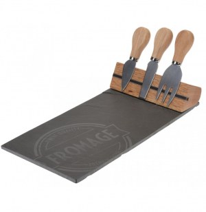 Plat à fromage - ardoise - 3 coûteaux