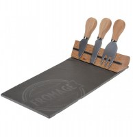 Plat à fromage - ardoise - 3 coûteaux