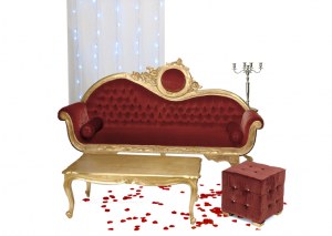 Fauteuil de mariage argenté et simili blanc