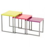 Lot de 3 tables basses gigognes - intérieur ou extérieur - dégradé
