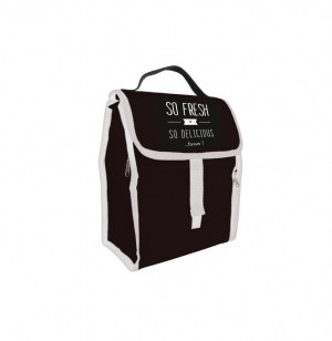 Sac déjeuner pliable avec poche - noir