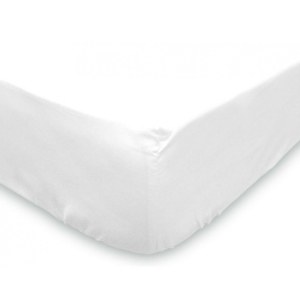 Drap housse - 90 x 190 cm - blanc - jersey coton
