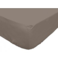 Drap housse - 160 x 200 cm - taupe - jersey coton