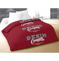 Couette imprimée denim - 240 x 220 cm - rouge