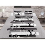 Parure de couette amour - 220 x 240 cm - gris - 100% coton