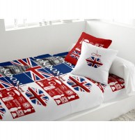 Parure de lit - 240 x 290 cm - london love - blanc - 4 pièces - 100%