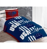 Parure de couette - 140 x 200 cm - usa - bleu - 100% coton