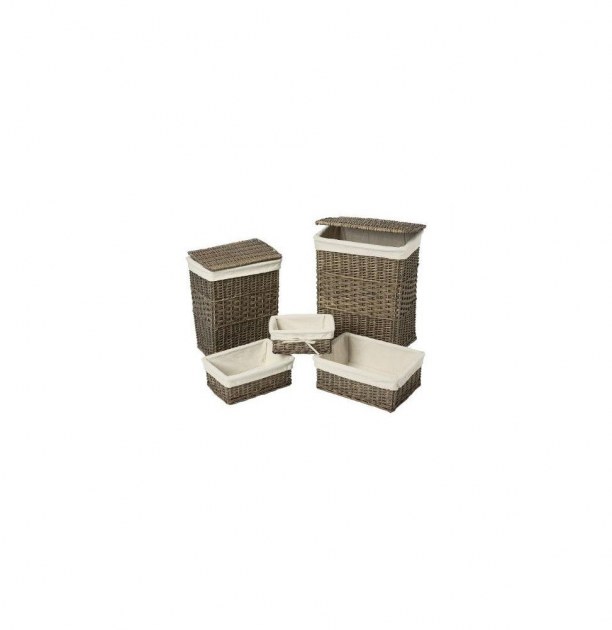 Melody Jane Panier à Lingement En Osier – Accessoire Miniature Salle De Bain Échelle 1:12, Hauteur 40 Mm, Pour Maison De Poupées