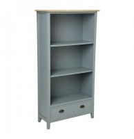 Bibliothèque 1 tiroir - damian - 85 x 34 x 160 - gris