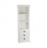 Bibliothèque 3 tiroirs - conall - 60 x 34 x 180 cm - blanc