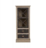 Bibliothèque 2 tiroirs avec porte en verre - 50 x 40 x 120 cm - marro