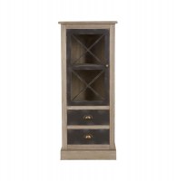 Bibliothèque 2 tiroirs avec porte en verre - 50 x 40 x 120 cm - marro