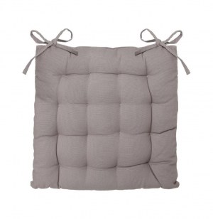Galette de chaise matelassée - 38 x 38 cm - coton et polyester - gris