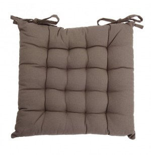 Galette de chaise matelassée - 38 x 38 cm - coton et polyester - taup
