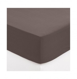 Drap housse - 140 x 190 cm - coton - marron