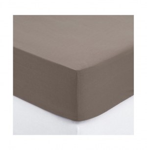 Drap housse - 160 x 200 cm - coton - taupe