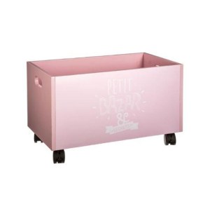 Coffre à roulettes - 48 x 30 x 28 cm - rose