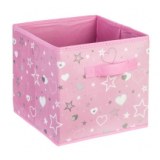 Bac de rangement imprimé - 24 x 24 x 23 cm - rose