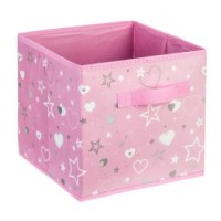 Bac de rangement imprimé - 24 x 24 x 23 cm - rose