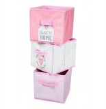 Bac de rangement - lot de 3 - sweety - 20 x 19 x 18 cm - rose