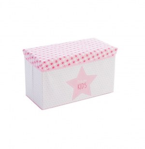 Banc pliant rangement - 60 x 30 x 35 cm - rose