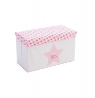 Banc pliant rangement - 60 x 30 x 35 cm - rose