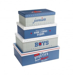 Lot de 4 boites de rangement - junior - bleu