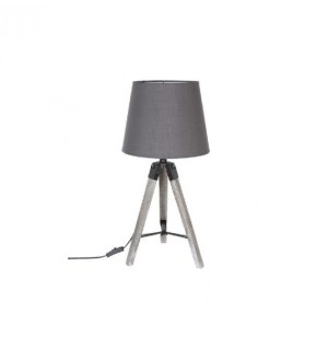 Lampe bois runo - trépied - h 58 cm - gris