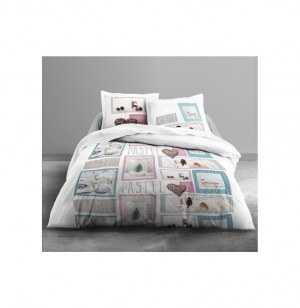 Parure de couette 100% coton - 220 x 240 cm - home pastel