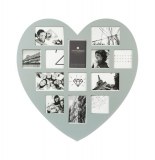 Pêle-mêle 13 photos - cadre multi photos en forme de coeur - gris