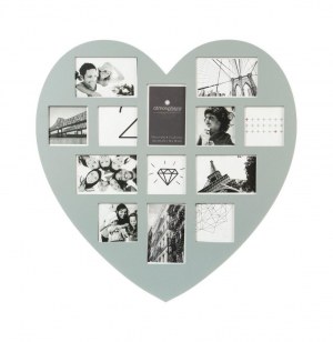 Pêle-mêle 13 photos - cadre multi photos en forme de coeur - gris