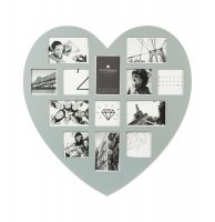 Pêle-mêle 13 photos - cadre multi photos en forme de coeur - gris